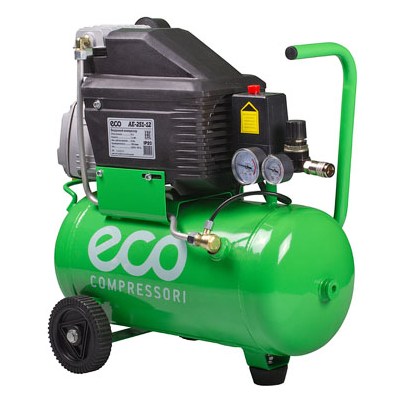 Компрессор ECO AE-251-12-производительность 180 л/мин, давление 8 атм, поршневой, масляный, ресивер на 25 литров,  напряжение 220 В, мощность 1.20 кВт